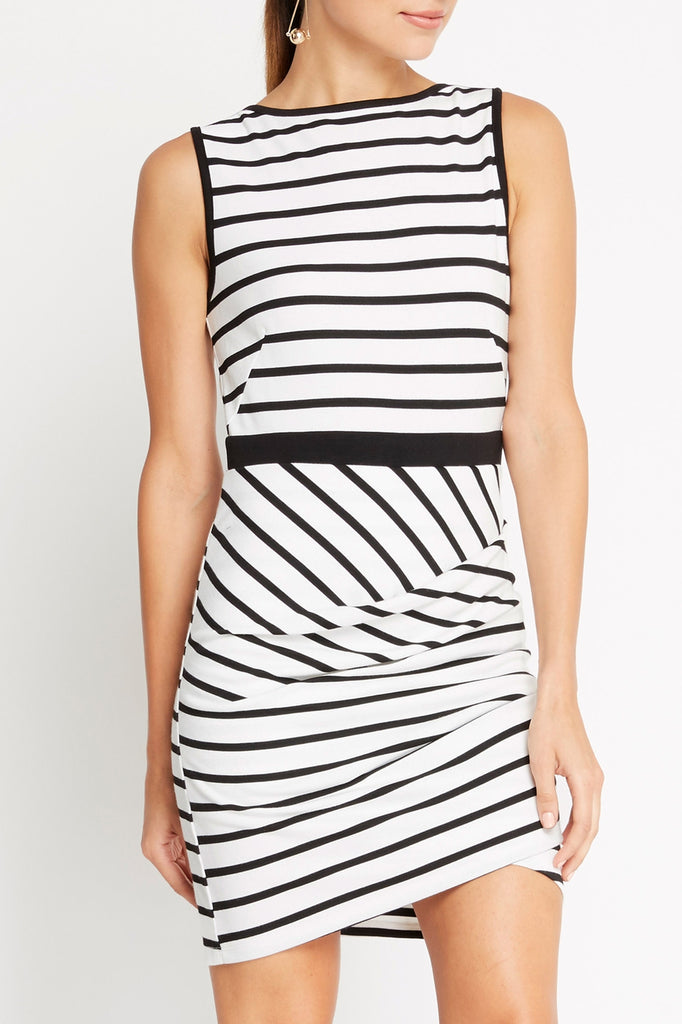 Knit Black and White Fitted Dress PLAISIR Knit Black and White Fitted Dress PLAISIR