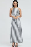 Striped Front Tie Maxi Dress