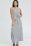 Striped Front Tie Maxi Dress